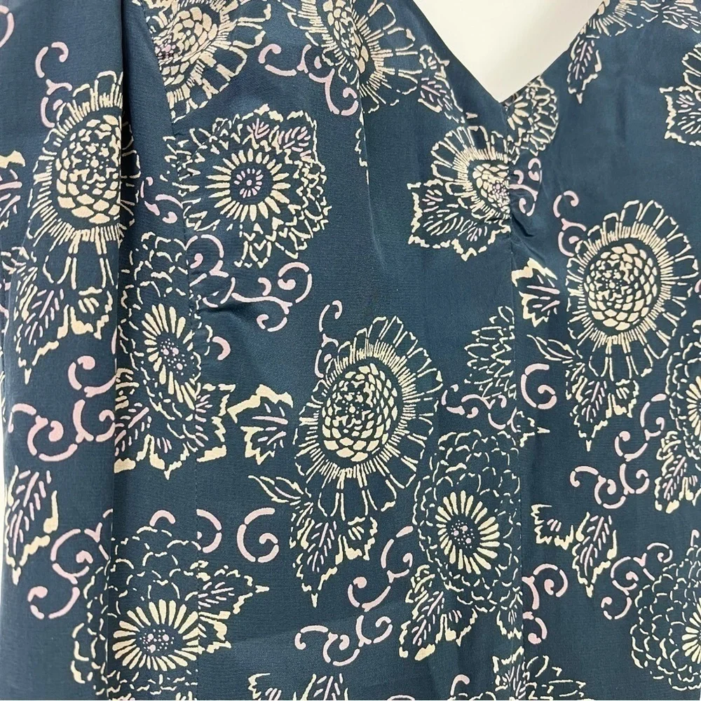 Vintage J Crew Blue Paisley Silk Midi Womens Sleeveless Dress Size petite 8